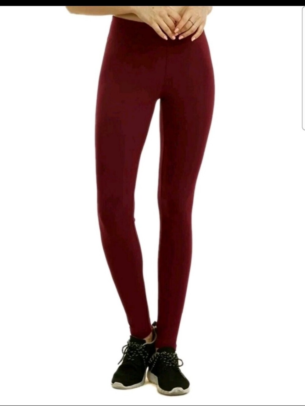 NWT Sofra Womens High Waist Full Length Burgundy Workout Leggings Size Large